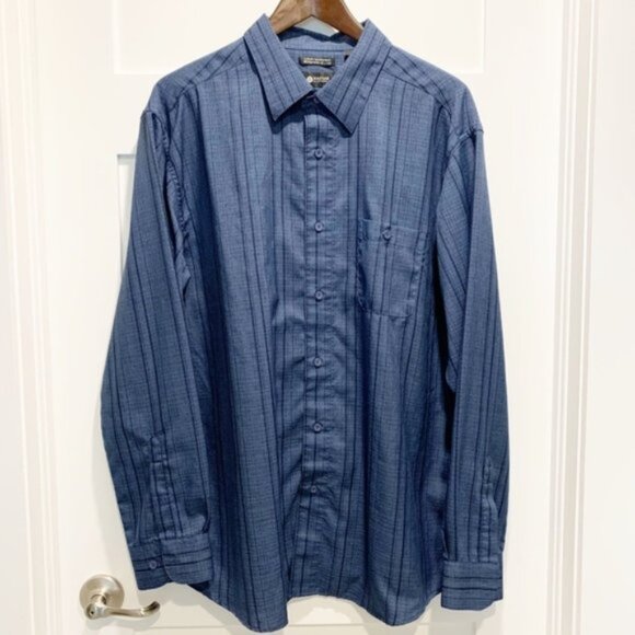 Men's Haggar Luxury Microfiber Blue Plaid Shirt - Size XL - Picture 1 of 8